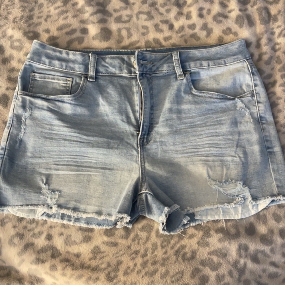 SO Light Blue Distressed Denim Shorts